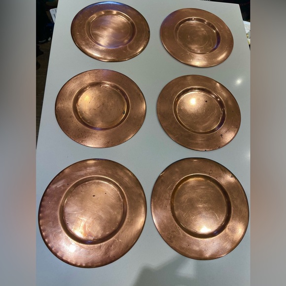 $360 set of 6 solid copper vintage plates 11.5” platter charger craftsman - Picture 2 of 14
